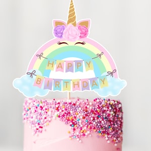 Printable Unicorn Cake Topper, Unicorn Party Decor,Unicorn Birthday, Unicorn Party Decor, Rainbow, Centerpiece,  Instant Download, DIY