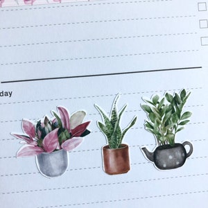 Ark med klistermärken för krukväxter, Kaktusklistermärken, Suckulentaklistermärken, Krukväxter, Planer Stickers, Bullet Journal, Bujo, Scrapbooking bild 2
