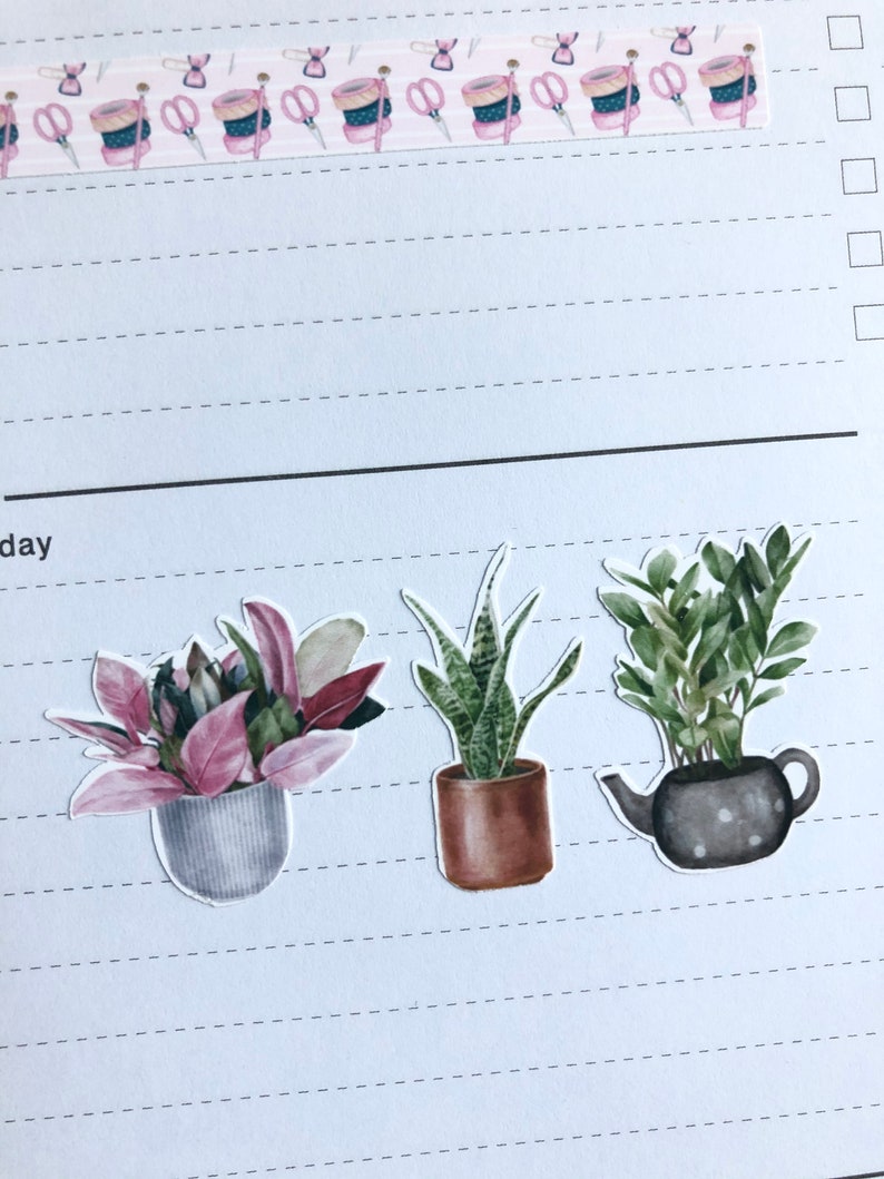 Ark med klistermärken för krukväxter, Kaktusklistermärken, Suckulentaklistermärken, Krukväxter, Planer Stickers, Bullet Journal, Bujo, Scrapbooking bild 2