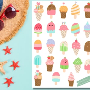 Cute Popsicle Sticker Sheet, kawaii Popsicle, Ice Cream, Ice pops, Summer Stickers, Planner, Planner Stickers, Journal, Bullet Journal, Bujo