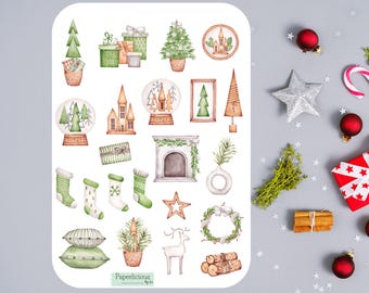 Scandinavian Christmas Sticker Sheet, hygge, holiday stickers, xmas, cozy winter, Christmas stickers for Planner, Journal, Scrapbooking