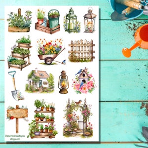 Garten Aufkleber, Pflanzen Aufkleber, Frühling, Garten, Gartenarbeit, Botanisch, Pflanze, Planer, Bullet Journal, Scrapbook