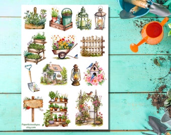 Gardening Sticker Sheet, Gardening Stickers, Plant Stickers, Spring, Garden, Gardening, Botanical, Plant, Planner, Bullet Journal, Scrapbook