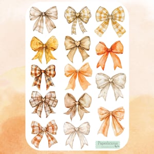 Foglio di adesivi con fiocchi autunnali, adesivi con fiocchi autunnali, adesivi estetici, nastri, adesivi per planner, adesivi per diari, scrapbooking, sigilli per buste