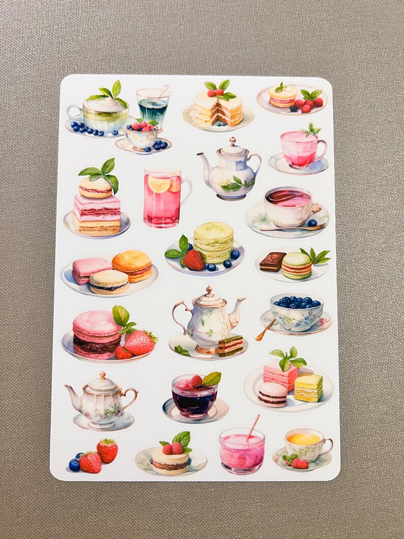 Tea Party Sticker Sheet, Tea Stickers, English Tea, Afternoon Tea ...
