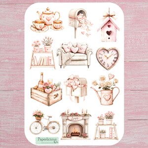 Valentinstag Sticker Blatt, süße Valentinstag Aufkleber, Valentinstag Dekor, Herz, Liebe, Rosa, Planer Aufkleber, Journal, Scrapbooking