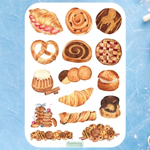 Stickervel gebak, stickers bakken, foodie, bakkerij, brood, croissant, bakker, chef-kok, receptenboek, keuken, planner, dagboek, plakboek