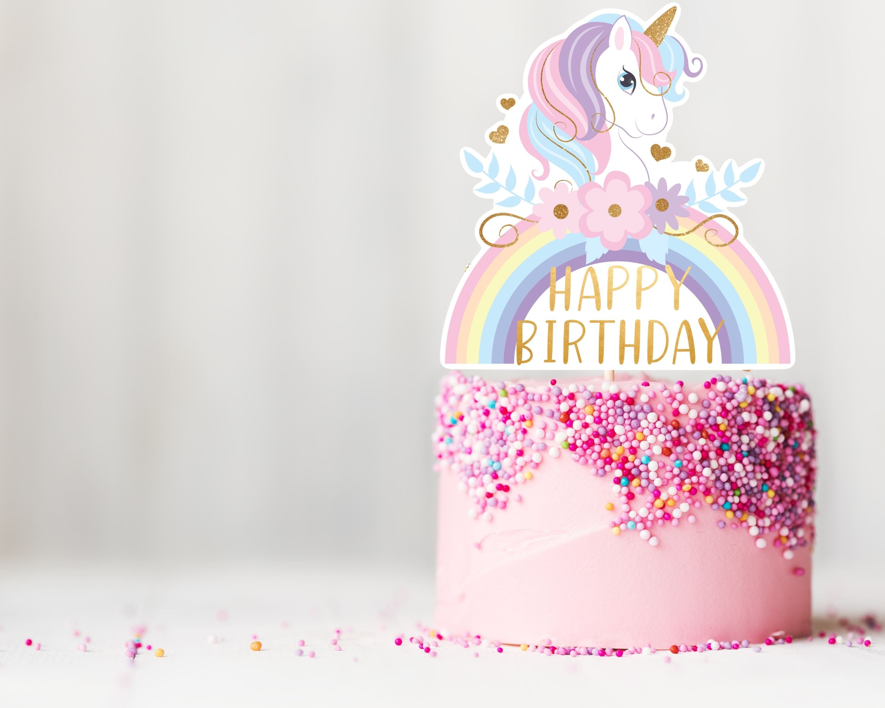 Happy Birthday Cake Topper, Colorful Cake Topper, Star Birthday Cake Topper,  Rainbow Cake Topper, Happy Birthday Pastel Topper, Pastel Cake 