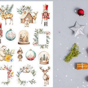 Folha mágica de adesivos de Natal, adesivos hygge, adesivos de férias, natal, inverno aconchegante, neve, planejador, diário, Bujo, álbum de recortes, cartão