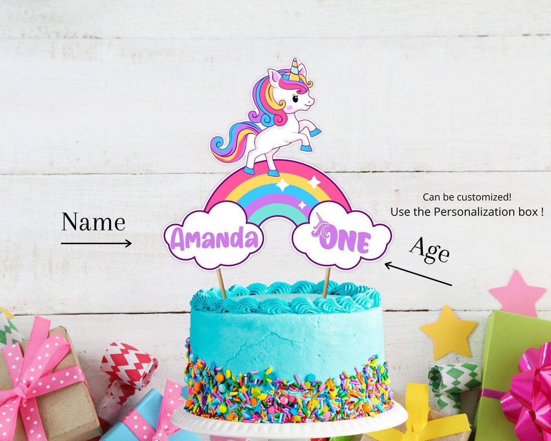 Printable Unicorn Cake Topper Printable, Instant Download, Digital, Unicorn Birthday Decor ...