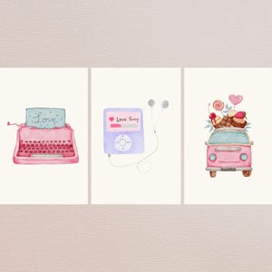 Valentinstag Postkarten Set, 3er-Set, Liebe, Postkarten, Kunstdruck, Typewriter, Grußkarten, ästhetisch, Penpal, Notecards