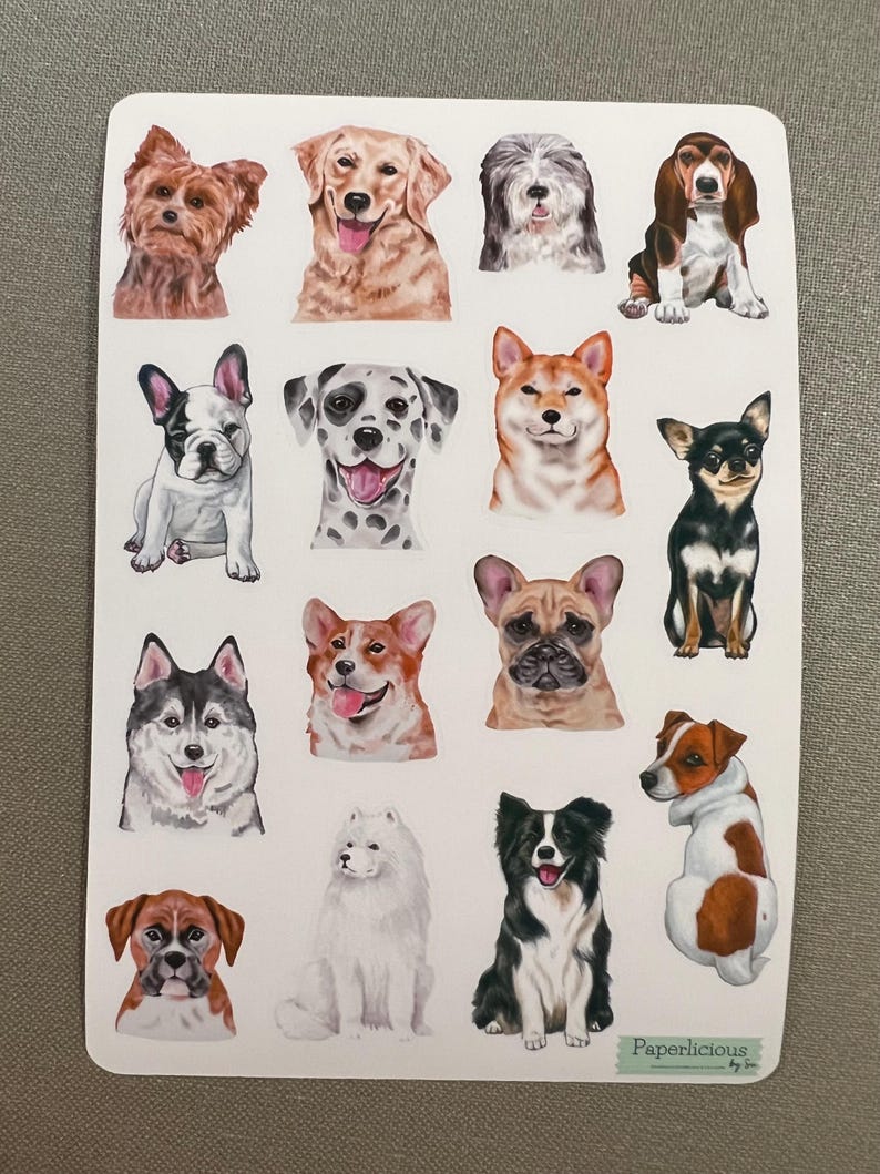 Characteristic Sticker Watercolor Dog Sticker Sheet, Dog Stickers, Cute Pets, Puppy, Animals ...