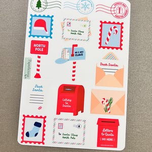 Letters to Santa Stickers, North Pole Mail, Santa Stamps, Santa Mail, Christmas, xmas, holiday, labels, Planner, Journal, Bujo, Scrapbook image 2