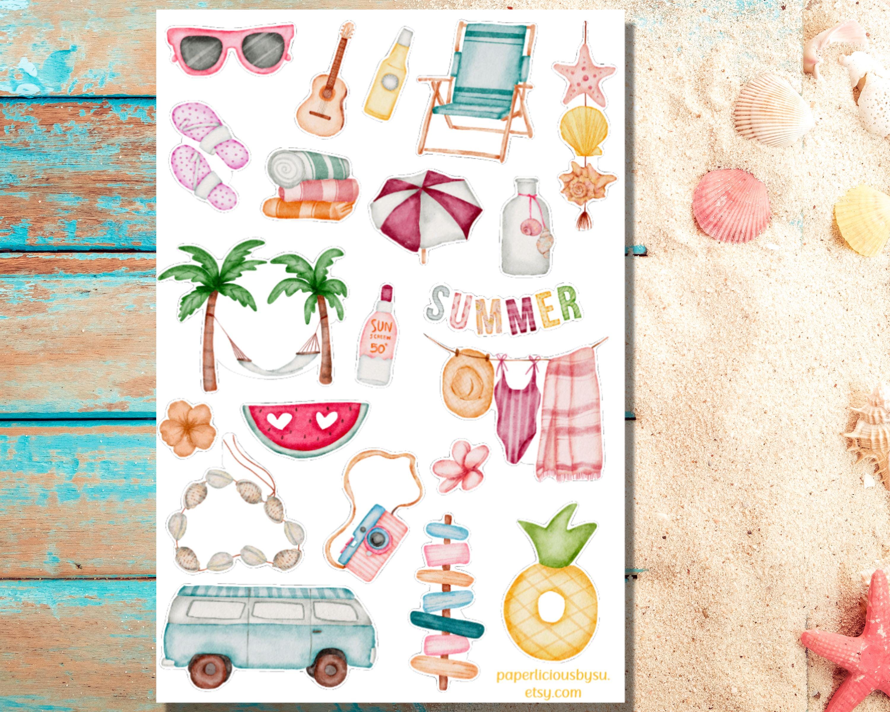 Autocollants D'été Avec Clipart De Ligne De Coupe | Vecteur Premium