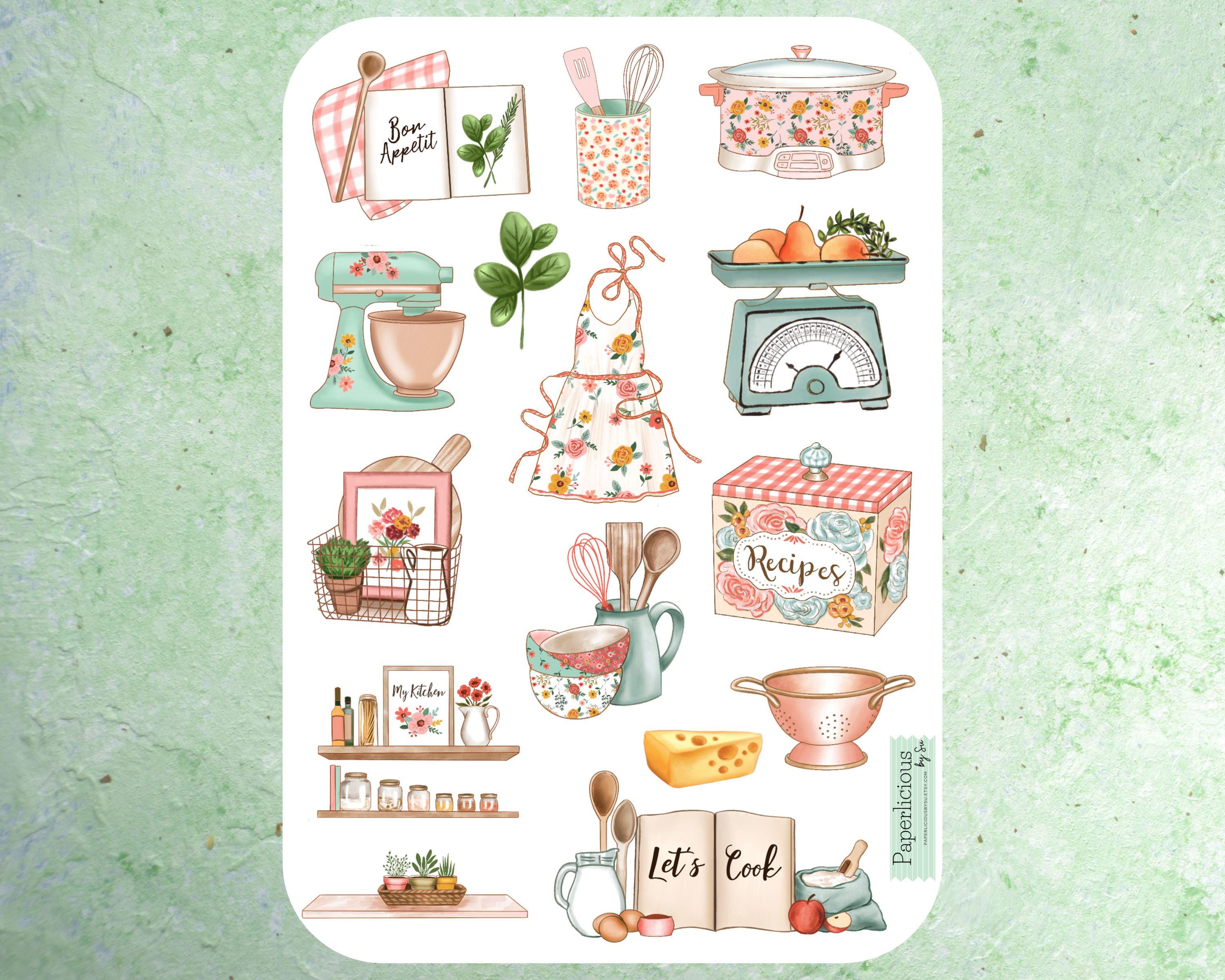 Kitchen Chart Sticker Lovely Kitchen Sticker Sheet, Kitchen Stickers, Cooking, Culinary ...