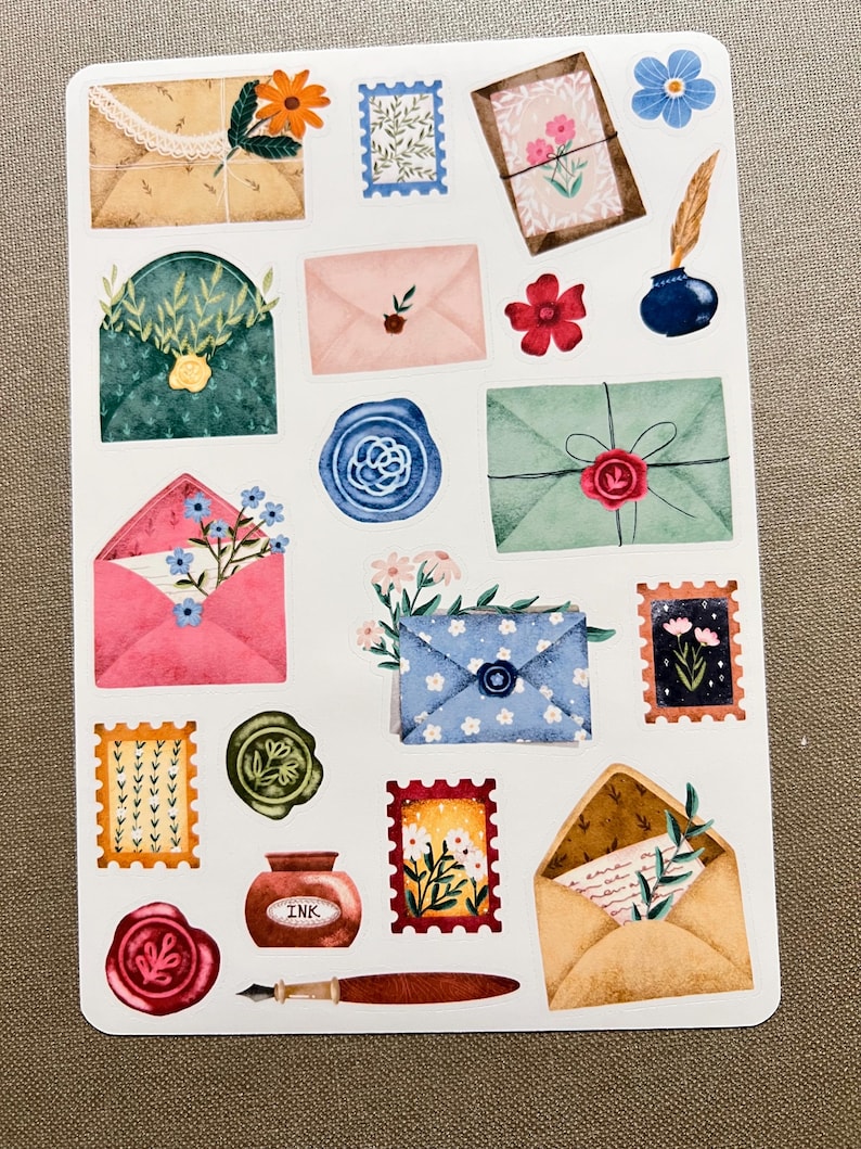 Letter Send Sticker Letter Writing Sticker Sheet, Happy Mail Stickers, Stamps, Wax Seal ...