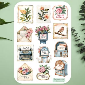 Vintage Post Aufkleber, Vintage Briefkasten, Post, Happy Mail, PenPal, Planer, Bullet Journal, Junk Journal, Scrapbooking