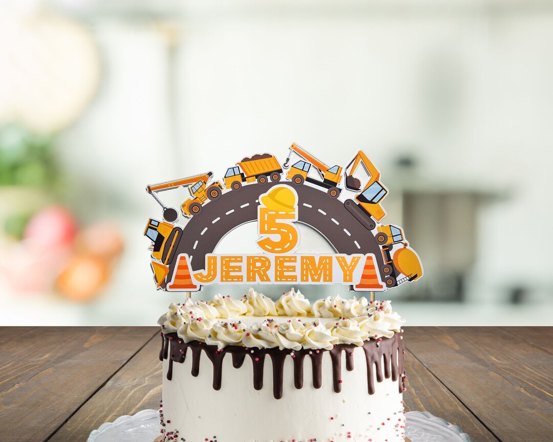 Personalized Construction Truck Cake Topper, Truck Birthday, Dump Truck