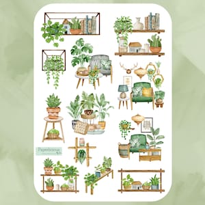 Stickervel kamerplant, Cosy Home Stickers, Kamerplanten, Plantenliefhebber, Kamerplanten, Planten op plank, Planner, Dagboek, Scrapbooking, Kamerplanten, Cosy Home Stickers