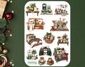 Cozy Winter Home Sticker Sheet, Christmas stickers, holiday, festive, hygge, snow, Planner, Bullet Journal, Scrapbooking, Cardmaking