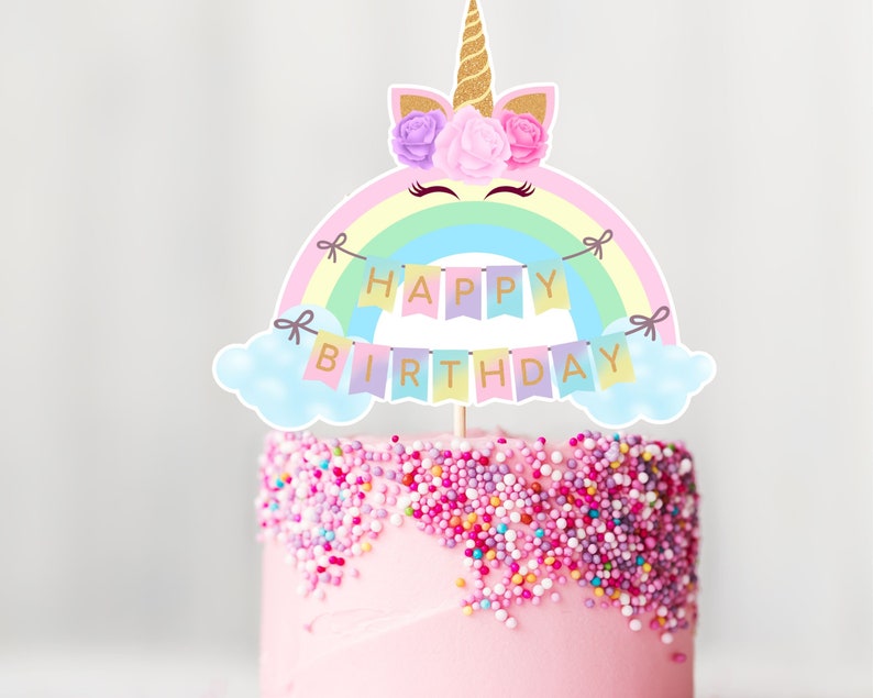Printable Unicorn Cake Topper Unicorn Party Decorunicorn Etsy