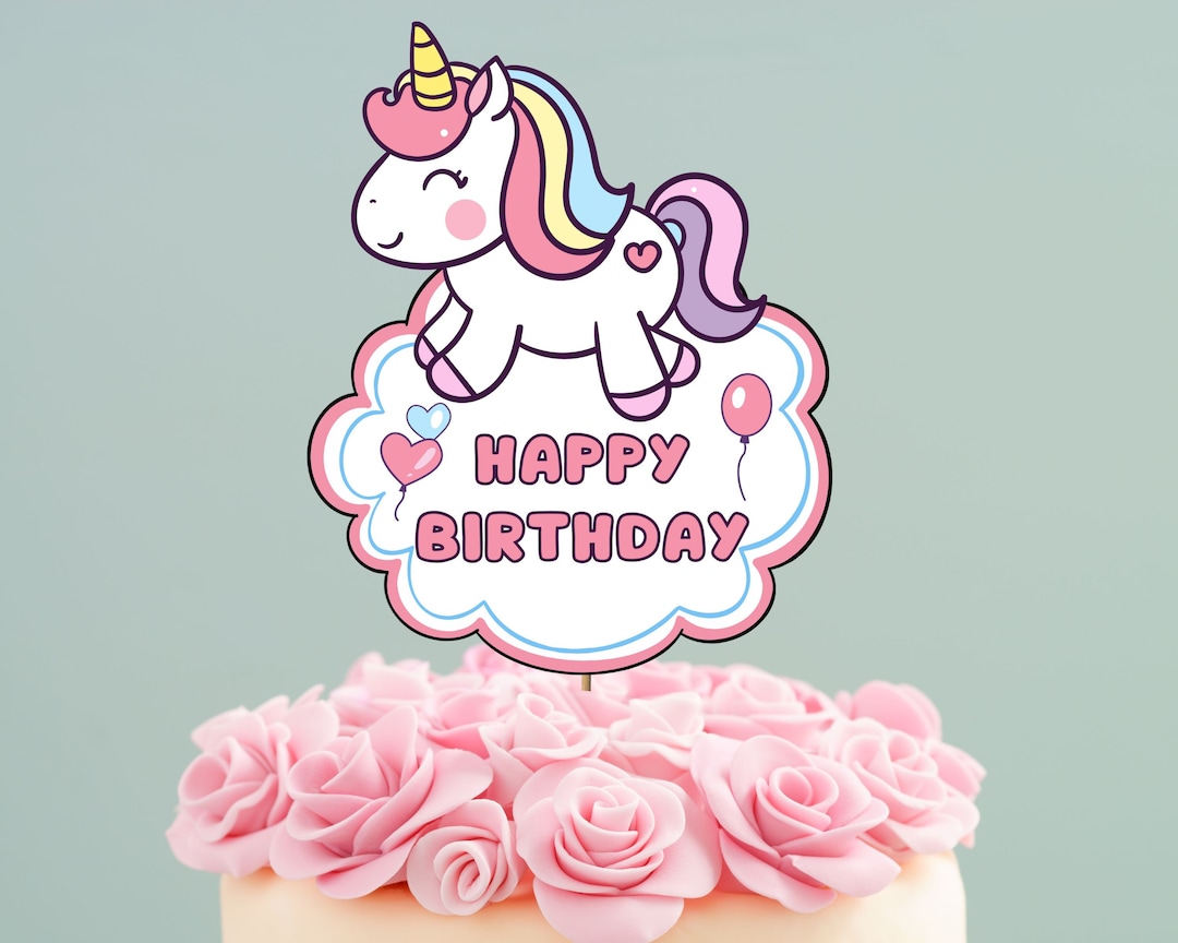 Printable Unicorn Cake Topper Printable, Instant Download, Digital ...
