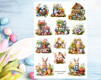 Ostern Aufkleber, Frühling, Osterdeko, Frühling, Osterdeko, Osterdeko, Hase, Osterdeko, Planer, Bullet Journal, Briefumschlag Aufkleber, Notizbuch