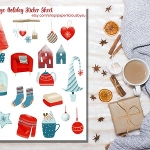 Hygge Holiday Sticker Sheet, cozy winter stickers, holiday stickers, Christmas sticker sheet, Christmas Planner, Christmas Bujo, journal