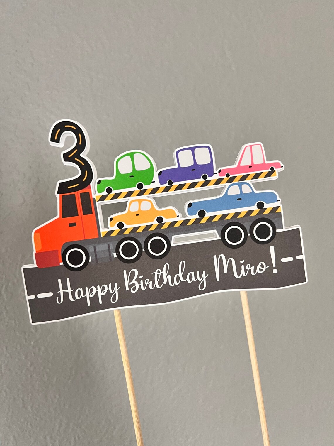 Personalized Car Carrier Cake Topper Car Transporter Truck Etsy