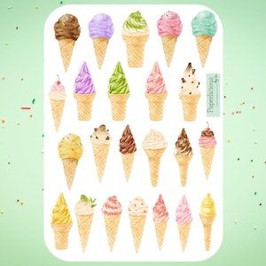 Eis Sticker, Eis Sticker, Eis am Stil, Sommer, Eis am Stiel, Eisbecher, kalte Leckereien, Foodie, Planer, Journal, Scrapbooking