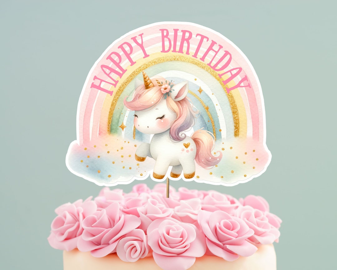 Printable Unicorn Cake Topper Printable, Instant Download, Digital ...