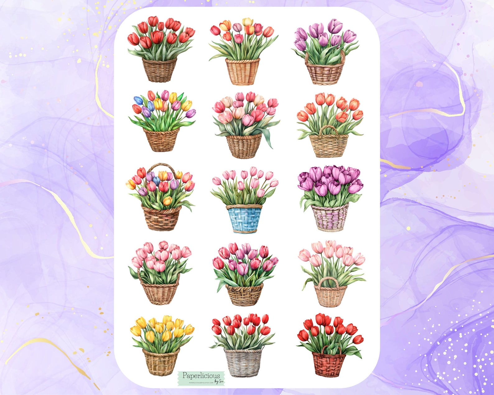 Tulip Sticker Sheet, Tulip Sticker, Floral Stickers, Tulip Bouquet ...