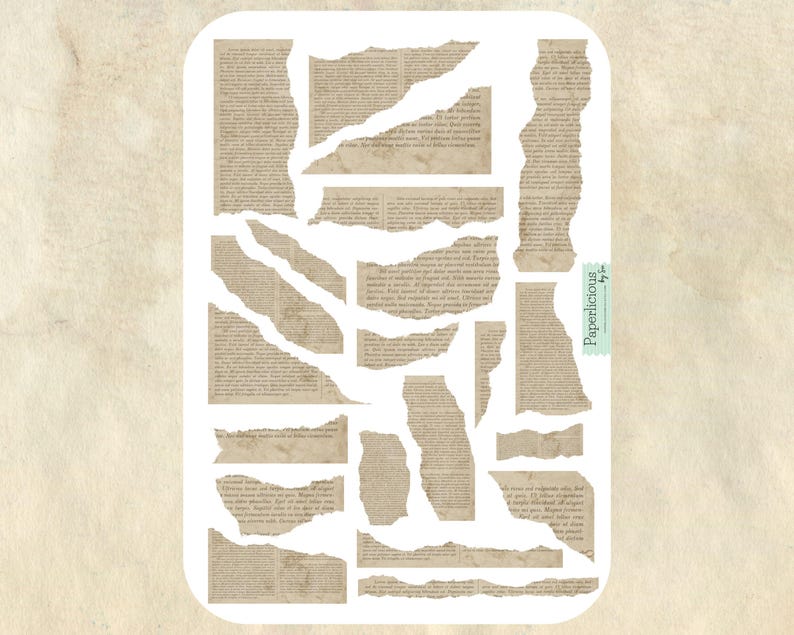 Vintage Torn Paper Sticker Sheet, Vintage Book Stickers, Ripped Paper ...