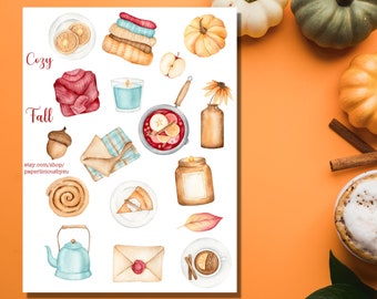 Mysigt höstklistermärkesark, höstklistermärken, pumpaklistermärken, bujo-klistermärken, Erin Condren, glad planerare, höststämning, höst, planerare