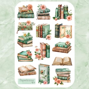 Vintage Book Sticker Sheet, book stickers, book club, bookworm, bookish, book lover, aesthetic, planner, reading journal, scrapbooking