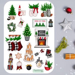 Farmhouse Christmas Sticker Sheet, Christmas stickers, holiday stickers, labels, tags, winter, Planner, Journal, Scrapbooking, Cards