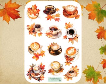 Fall Coffee sticker sheet, fall stickers, autumn, coffee, pumpkin spice latte, cozy fall, fall vibe, foodie, planner, journal, scrapbooking