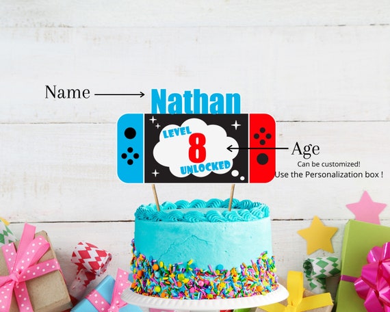 Personalized Game Birthday Cake Topper Acrylic Level Up Baby