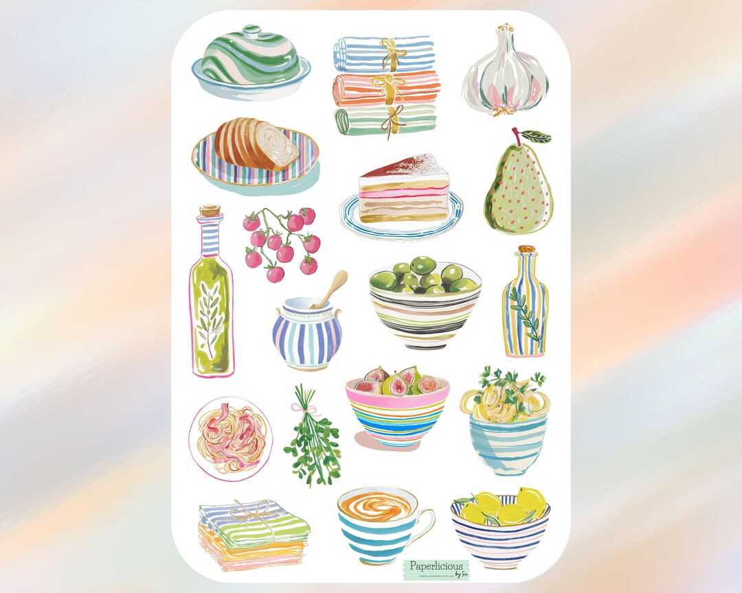 Cute Kitchen Sticker Colorful Kitchen Sticker Sheet, Cute Kitchen Stickers, Cooking ...