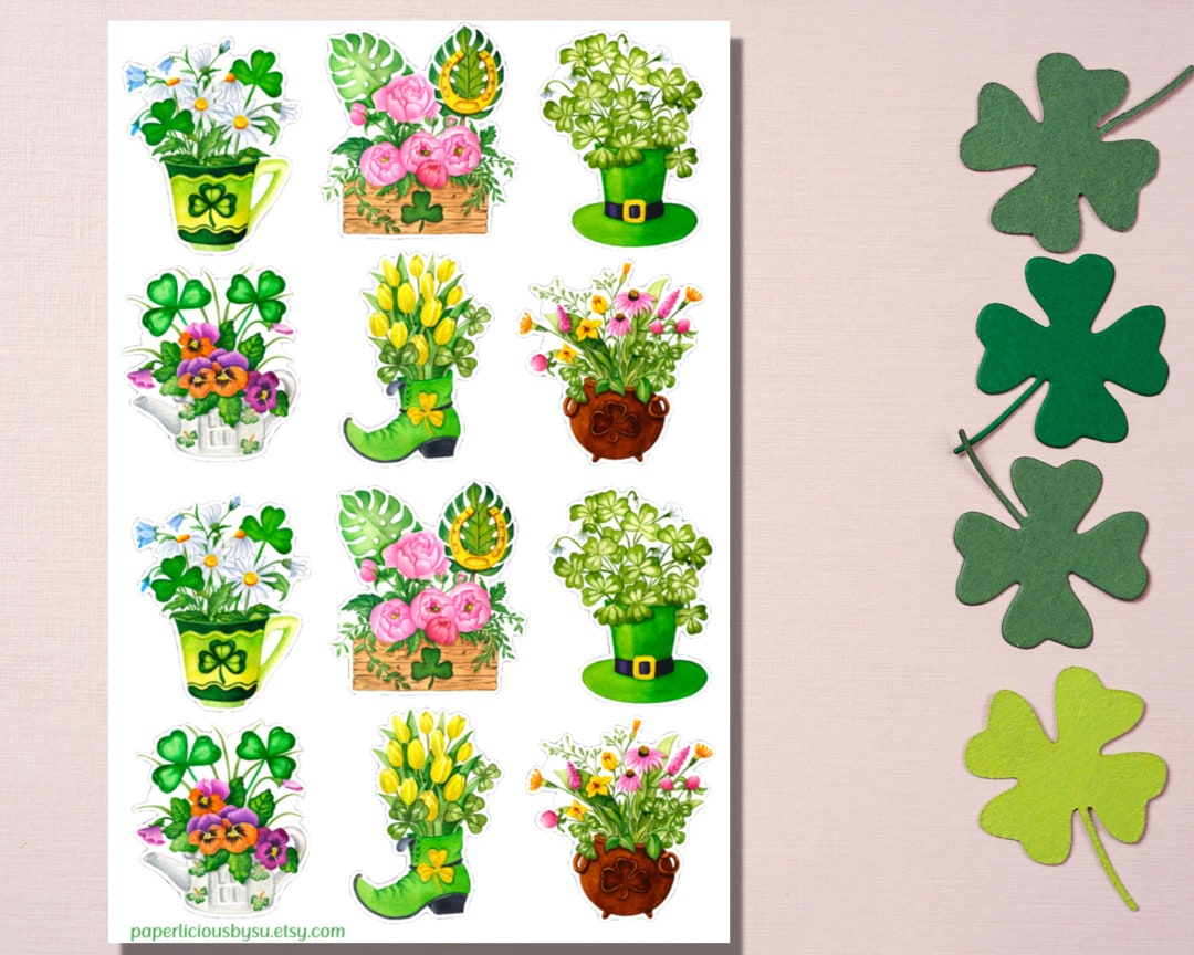 St Patrick's Day Sticker Sheet, St Paddy's Bouquet Stickers, Irish