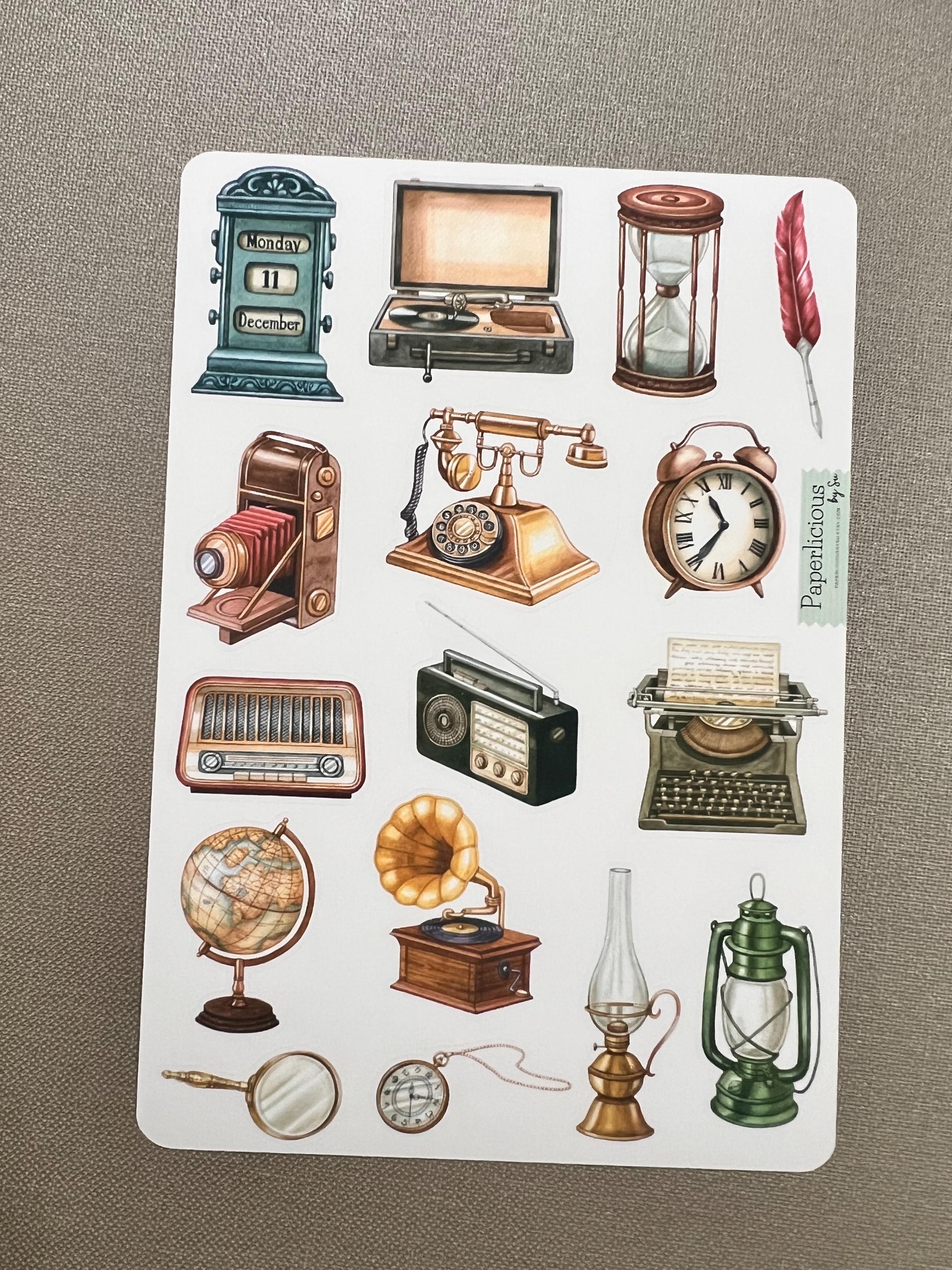 Vintage Object Sticker Sheet, Antique Stickers, Home Decor, Retro ...
