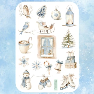 Cozy Winter Sticker Sheet, winter stickers, frozen, holiday, hygge, snow, Christmas, sled, hot cocoa, Planner, Bullet Journal, Scrapbooking