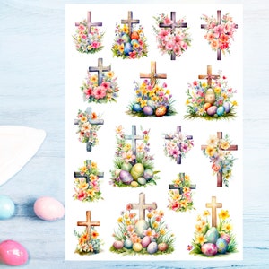 Ostern Aufkleber, Fröhliche Ostern, Osterkreuz, Er ist auferstanden, Planer, Journal, Umschlag Aufkleber, bujo