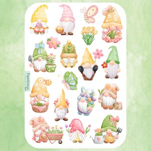 Frühlingszwerg Aufkleber, Frühling, Frühling, Planer, Bullet Journal, Kalender, Scrapbooking, Karten, niedliche Aufkleber