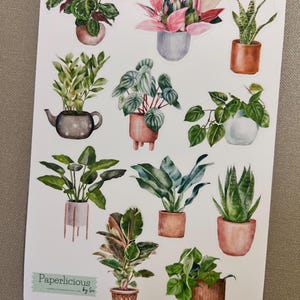 Ark med klistermärken för krukväxter, Kaktusklistermärken, Suckulentaklistermärken, Krukväxter, Planer Stickers, Bullet Journal, Bujo, Scrapbooking bild 1