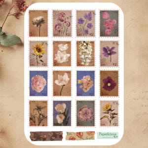 Vintage Blumenstempel, Aufkleber, Vintage Briefmarken, Snail Mail, Happy Mail, PenPal, Planer, Journal, Scrapbooking