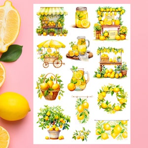 Limonadenstand Aufkleber, Aufkleber mit Zitrone, Limonade, Garten, Frühling, ästhetische Aufkleber, Planer, Bullet Journal, Scrapbook