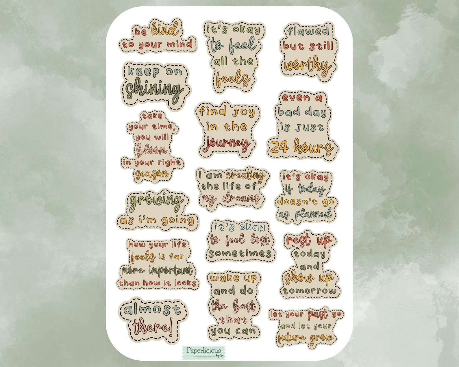 Self Care Quote Sticker Sheet, Mental Health Stickers, Self Love ...