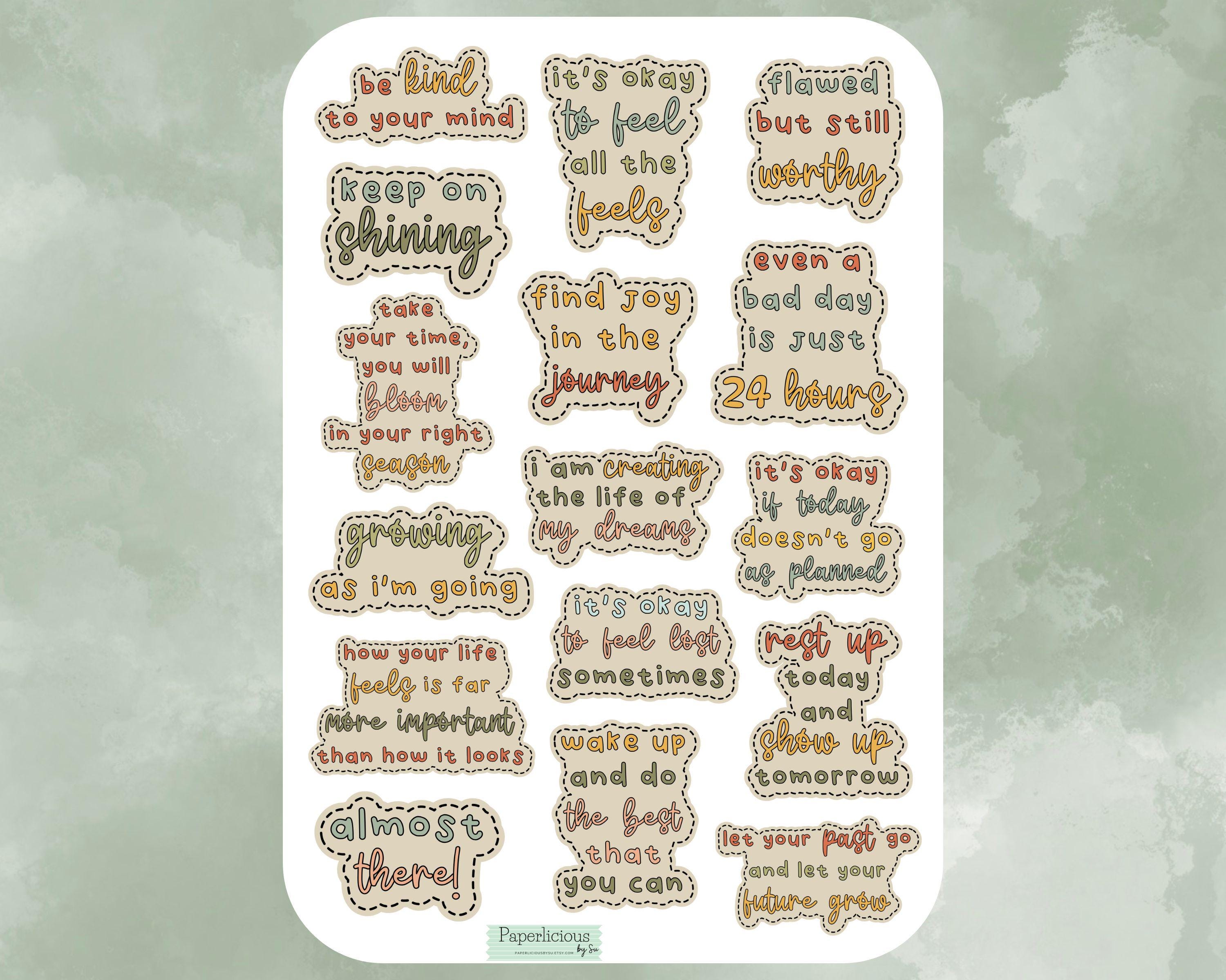 Self Care Quote Sticker Sheet, Mental Health Stickers, Self Love ...