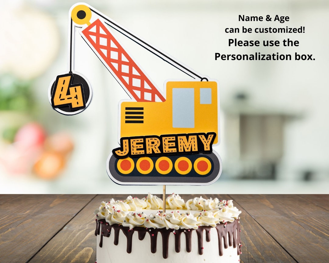 Personalized Crane Truck Cake Topper Wrecking Ball Cake Etsy